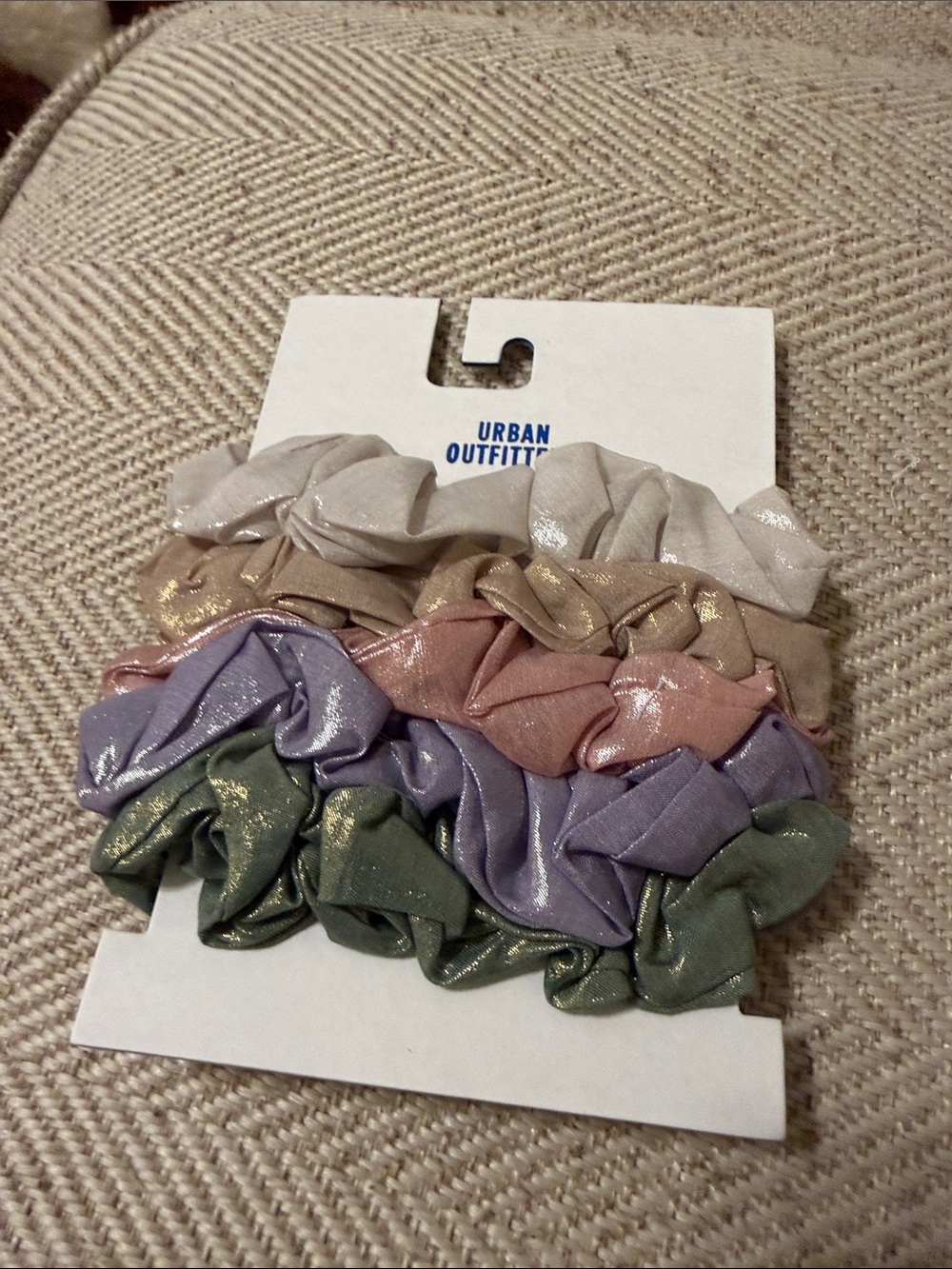 Urban Outfitters Satin Scrunchie Set - Pink, Purple, Green, Beige